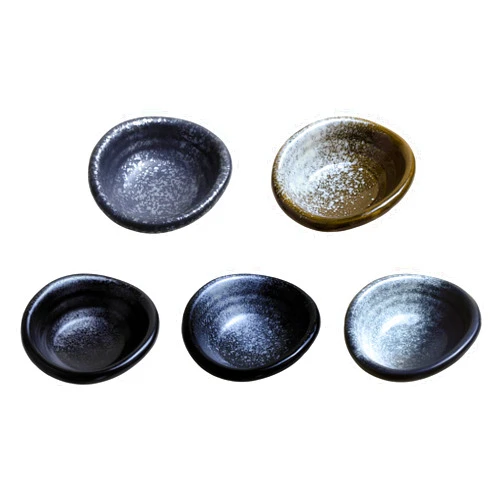 Colias Wing 3.5 Inch Retro Style Black Stylish Design Multipurpose Porcelain Side Dishes Bowls Seasoning Dishes Soy Dipping Sauce Dishes-Set of 5