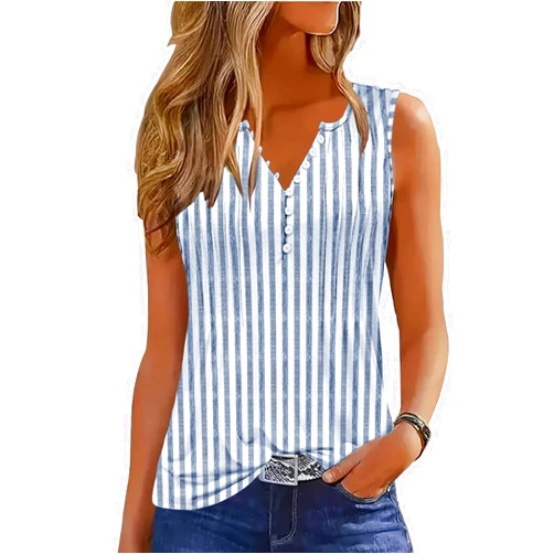 ETCYY Tank Tops for Women 2026 Summer Pleated Tunic Loose Fit Sleeveless Shirts Dressy Casual V Neck Button Down Blouses