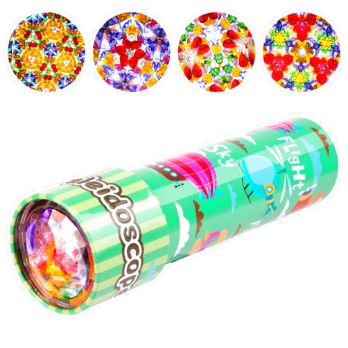 LUCKJOY Classic Tin Kaleidoscope, Kaleidoscope for Kids, Kaleidoscope Toy with Metal Body, Retro Toys Educational Toys Green Kaleidoscope with 3D Pattern, Birthday Party Gift for Boys and Girls (Sky+ Plane)