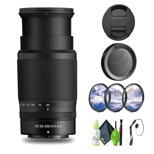 Nikon NIKKOR Z DX 50-250mm f/4.5-6.3 VR Telephoto Zoom Lens Z Series Mirrorless Cameras (20085) + Filter Kit + Cap Keeper + Cleaning Kit