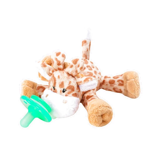 Nookums Paci-Plushies Shakies - Pacifier Holder - Adapts to Name Brand Pacifiers, Suitable for All Ages, Plush Toy Includes Detachable Pacifier (Brown Giraffe)