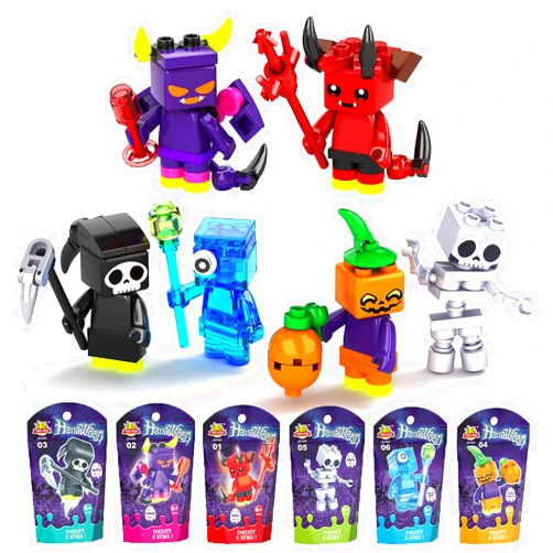 HighMount Halloween Building Toy Set with Pumpkin Ghost Skeleton Demon Mummy Building Block Toy Jack O Lantern Halloween Decor 111 PCS Party Favors Gift for Kids Boys Girls Ages 3+