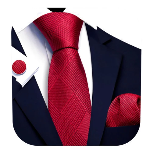 Barry.Wang Tie Sets for Men Silk Solid Necktie Stain Ties Handkerchief Pocket Square Cufflinks Wedding Business Dyed