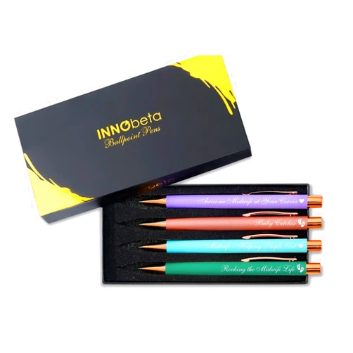 InnoBeta Midwife Gifts, Ballpoint Pen Set of 4, Gift Ideas for Midwife, OB, Labor Nurses, Baby Catcher,