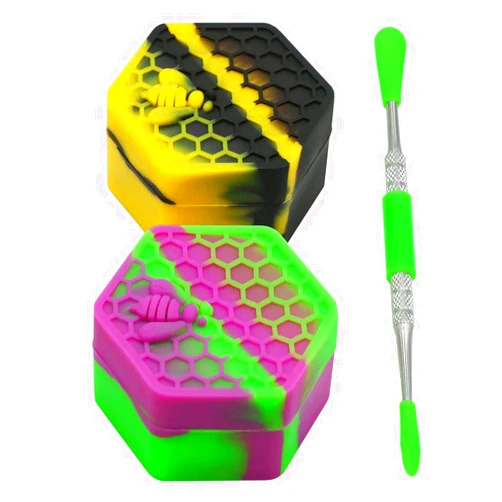 KUVIS 26ml Hexagon Silicone Container Non-stick Jars with Carving Tool