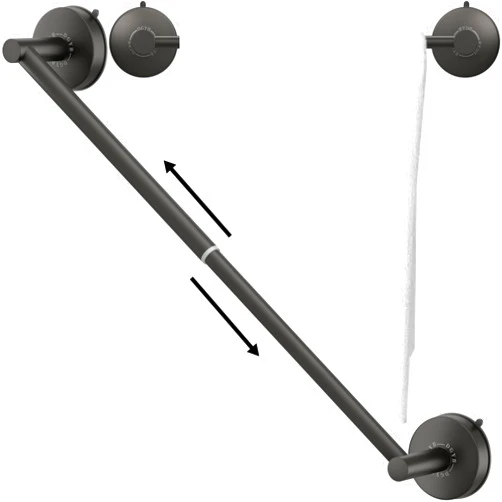 DGYB Adjustable Suction Cup Towel Bar for Bathroom 14 Inch ~ 27 Inch Matte Black Towel Rack Stainless Steel Bath Towel Holder for Glass Shower Door