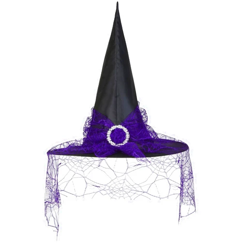 Leuceiy Witch Hat for Women Halloween Costume Accessory Witches Hat for Halloween Party Decoration Women's Lace Wizard Hats