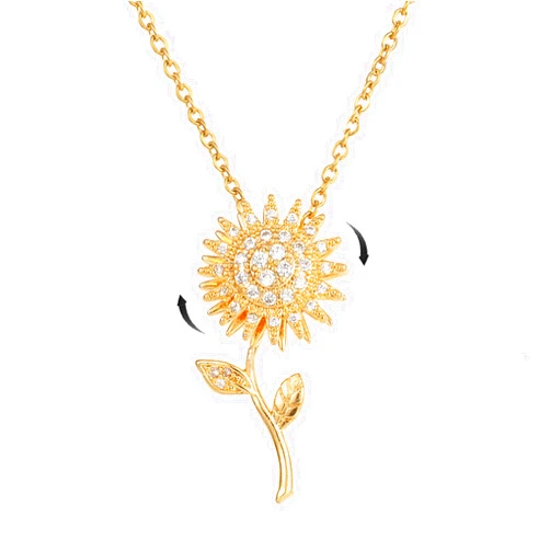 Aphro to My Daughter - Sunflower Fidget Necklace, You are My Sunshine Rotating Necklace, Spinning Sunflower Necklace Pendant, Sunflower Spinner Necklace, Sunflower Necklaces For Women (#1-Golden)