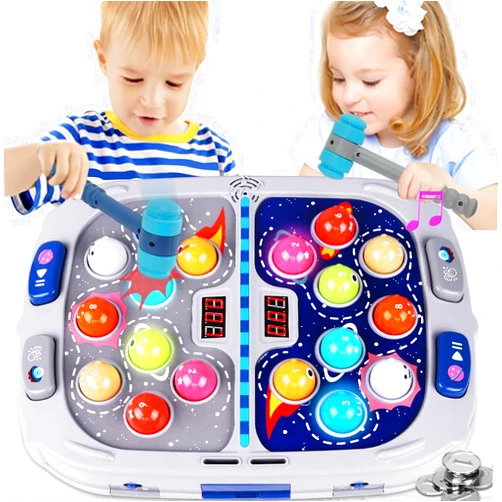 ANNKIE Whack Mole Game for Toddlers, Toys for 3-12 Year Old Boys and Girls, Whack Mole Toys for Kid,Gifts for 3 4 5 6+ Year Old Boys, Interactive Educational Toys with Sound and Light, PK Mode with 2 Hammers