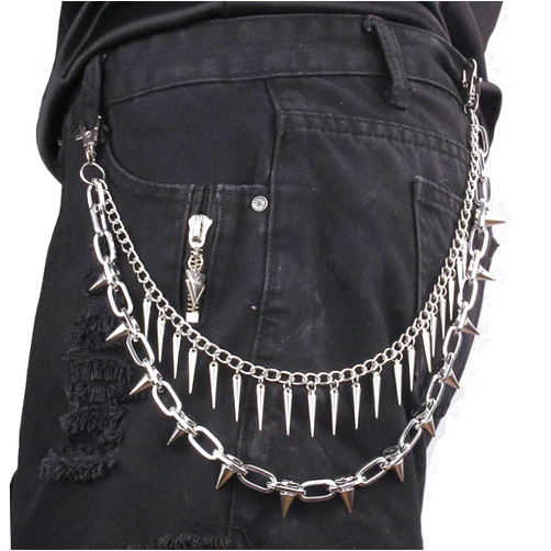 JAZTAKU Pant Chain Punk Spike Link Pocket Chain, Chains for Wallet, Pants, Jeans, Goth Accessories Men and Women