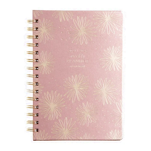 russell+hazel 2024-2025 (July 2024-June 2025) Weekly Blush Burst Vegan Leather A5 Spiral Planner, 15 Month Calendar, 5 7/8” x 8 ¼”