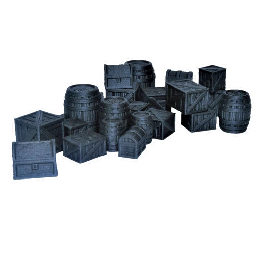 Extruded Gaming Charred Crates Barrels and Chests