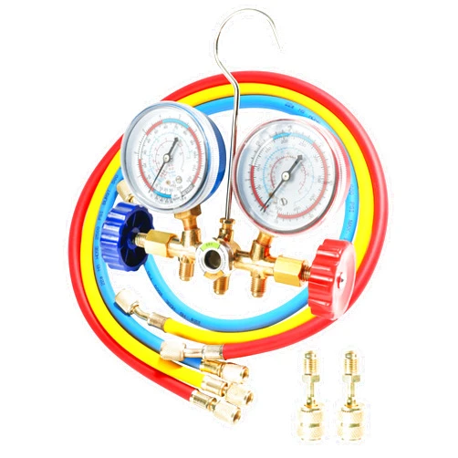 VARGTR AC Gauge Set,Car AC Recharge Kit,Car Accessories AC Manifold Gauge Set,R134a Refrigerant Recharge Kit with Hoses,HVAC Gauges 3 Way Automotive AC Gauge Set for R410a R22 R134a R404a Refrigerant