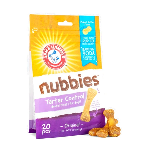 Arm & Hammer for Pets Nubbies Dental Treats for Dogs | Dental Chews Fight Bad Breath, Plaque & Tartar Without Brushing | Peanut Butter Flavor, 20 Count
