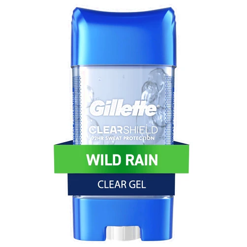 Gillette Antiperspirant and Deodorant for Men, 72hr Sweat & Odor Protection, Long Lasting Freshness, Anti-White Mark Technology, Clear Gel, Wild Rain Scent, 3.8 oz