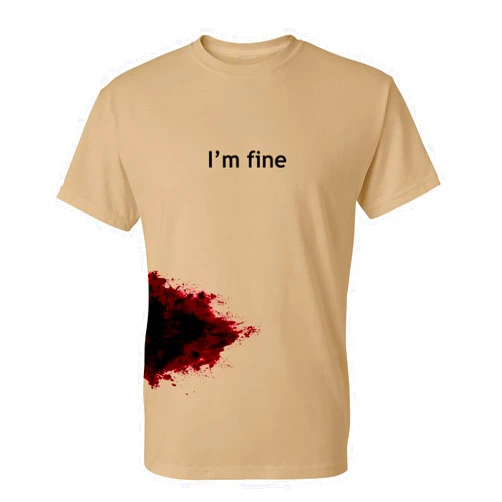 Feelin Good Tees I'm Fine Movie Halloween Zombie Shark Bite Graphic Novelty Very Funny T Shirt
