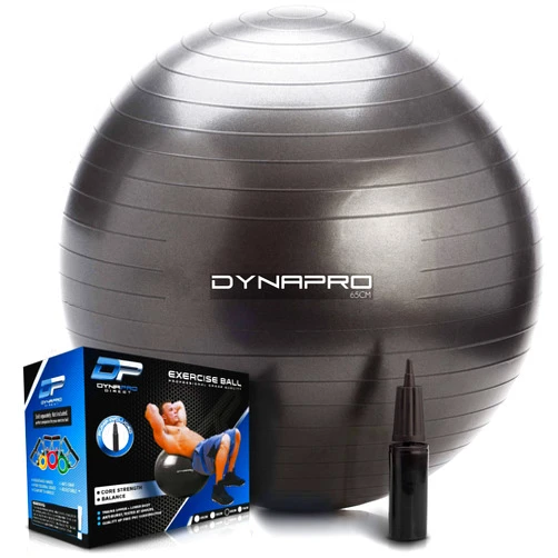 DYNAPRO Exercise Ball – Extra Thick Eco-Friendly & Anti-Burst Material Supports over 2200lbs, Stability Ball for Home, Yoga, Gym Ball, Birthing Ball, Physio Ball, Swiss Ball, Physical Therapy or Pregnancy