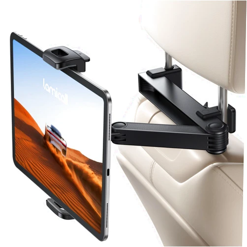 Lamicall Car Headrest Tablet Holder - [Lockable] [3 in 1 Extension Arm] Upgrade Tablet Mount for Car Backseat, Road Trip Essentials for Kids, for iPad Pro, Air, Mini, Galaxy, Fire HD, 4.7-13