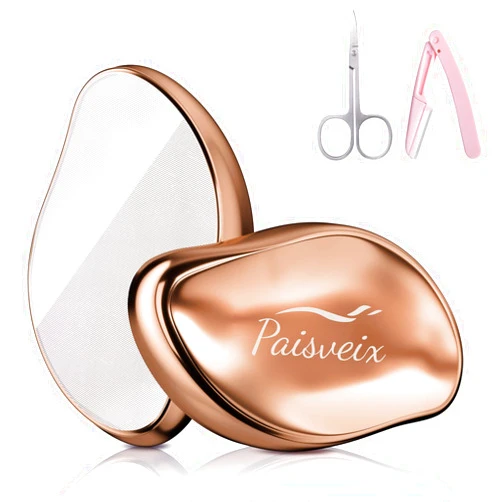 Paisveix Upgraded Crystal Hair Eraser, Hair Removal for Women and Men, Magic Hair Eraser Painless Exfoliation Hair Removal Tool for Arms Legs Back, Fast & Easy, Soft Smooth Silky Skin-Gold