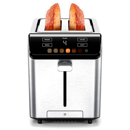 Chefman Smart Touch 2 Slice Digital Toaster, 6 Shade Settings, Stainless Steel Toaster 2 Slice with Extra-Wide Slots, Thick Bread Toaster and Bagel Toaster, +10 Seconds, Defrost, Removable Crumb Tray