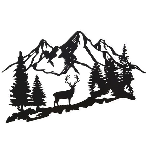 Moxweyeni Rustic Metal Forest Deer Wall Art Mountain Cabin Decor Rustic Animal Hunting Decoration for Bedroom Wall Decoration, 13 x 8 Inch(Black)