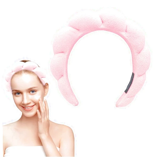 Dalin Spa Headband for Women, Makeup Headband for Washing Face, Sponge & Terry Towel Cloth Fabric Hair Band and Makeup Removal, Shower(Pink-1 Pc)