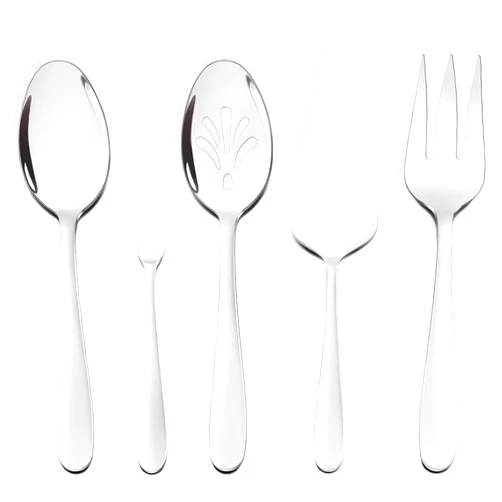 HaWare Heavy Duty 5-Piece Serving Utensils, Solid Stainless Steel Serving Spoon Fork, Premium FLatware Silverware, Mirror Polished and Dishwasher Safe