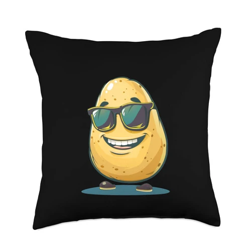 Sunglasses potato Laughing potato with funny sunglasses outfit Throw Pillow