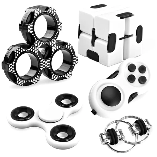 Dr.Kbder 5PC Fidget Toys Adults Set Fidgets for Classroom Must Have Autism Sensory Pack Figette Cube ADHD Special Treasure Prize Tool Stress Relief Desk Cool Gadget for Kid Easter Basket Stuffers for Teen Boys