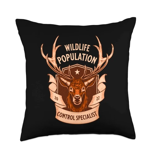 Wildlife Population Control Specialist Deer Hunter Wildlife Population Control Specialist Deer Hunting 2022 Throw Pillow, 18x18, Multicolor