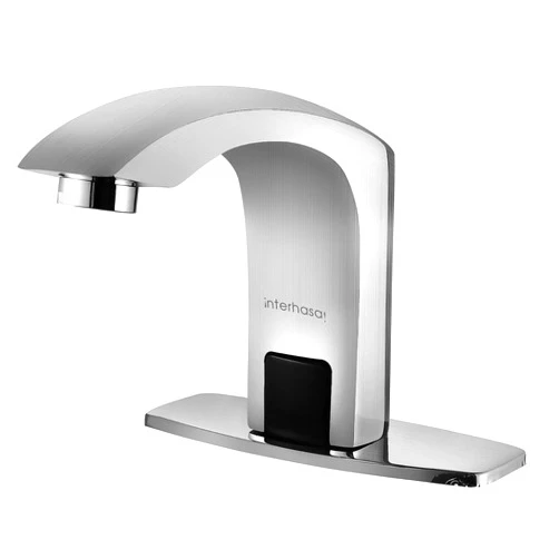 interhasa! Touchless Bathroom Faucet Chrome Automatic Bathroom Sink Faucet with Hole Cover Plate, Hands Free Bathroom Water Tap with Control Box (IT-2017)