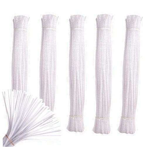 AZKEEGREY AGOOBO 500 Pcs White Pipe Cleaners,12 inch Chenille Stems White Fuzzy Sticks for DIY Art Creative Crafts Decorations