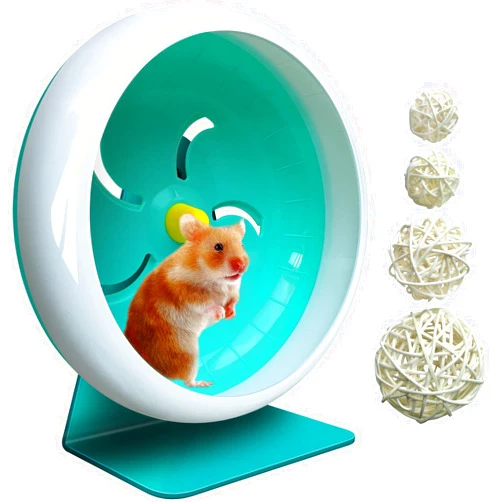 LazYYzal Hamster Wheel,Silent Hamster Wheel,Silent Wheel,Quiet Hamster Wheel,Super-Silent Hamster Exercise Wheel,Adjustable Stand Silent Hamster Wheel for Hamsters,Gerbils,Mice,Small Pet 7in (Blue A)