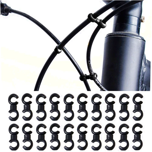 VANICE 20 Pcs Bicycle Brake Cable S Style Clips Buckle Hose Guide Black Cross Line Clip for Road Bike MTB