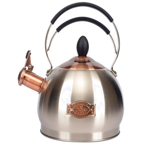 LUXGRACE Whistling Tea Kettle Stainless Steel Teapot, Teakettle for Stovetop Induction Stove Top, Fast Boiling Heat Water Tea Pot 2.6 Quart