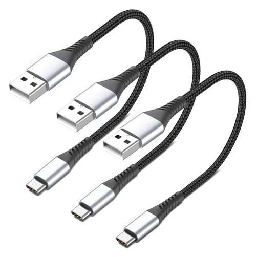 PEAKLIFT 6 inch USB C Cable Short, 0.5ft 3-Pack USB A to USB C Cable Braided USB Type C Fast Charging Cable C Type Charger Cord for Samsung Galaxy S23 S22 Note 20, Moto G8, Google Pixel, iPhone 15 Pro Max