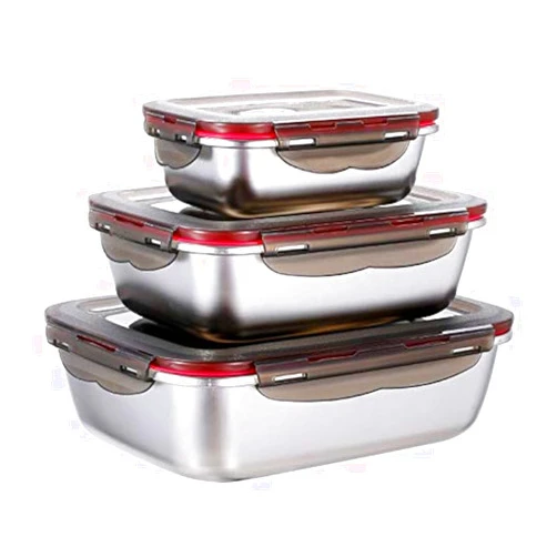 MAOYUAN 3 Pieces Stainless Steel Food Storage Container with Lids Airtight Metal Food Containers Stackable Meal Prep Leftover Containers for Freezer Fridge Oven Dishwasher Safe 600ml/1500ml/2900ml