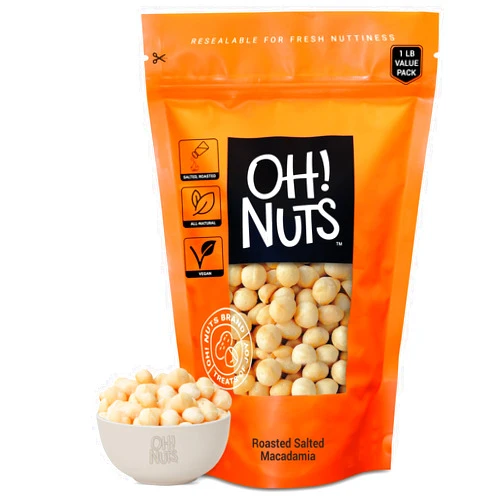 Oh! Nuts Macadamia Nuts | 1 lb | Roasted Salted Macadamia Nuts | Packed in New York Zip-Seal Bag for Exceptional Freshness by Oh Nuts