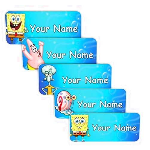 Oliver's Labels Special Edition Original Labels, 40 Durable Personalized Name Labels & Tags for School Supplies, Camp Gear, Water Bottles, and Food Containers - Spongebob Squarepants™