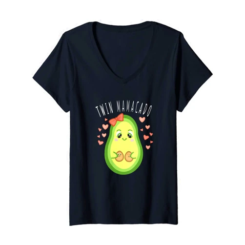 Twin Mamacado Werdende Mutter Kleidung Womens Women's Twin Mamacado 2022 Gemini Pregnancy T-Shirt V-Neck T-Shirt