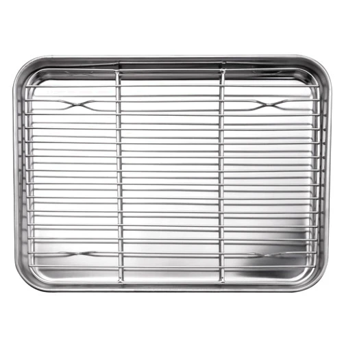 Luejnbogty 10 Inch Toaster Oven Tray and Rack Set, Small Stainless Steel Baking Pan with Cooling Rack,Dishwasher Safe Baking Sheet