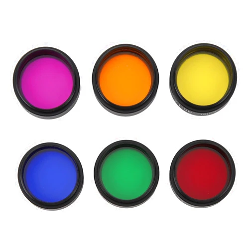 Tissting 1.25 Inch Telescope Moon Filter, 6 Pcs Colorful Telescope Filter Kit with Storage Box(Yellow, Orange, Red, Light Green, Blue, Light Purple), for 1.25 Inch Telescope