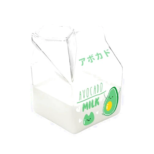 Peosaard Milk Carton Glass Mug Square Cute Breakfast Cup for Home Portable Students Clear Milk Cups Green,