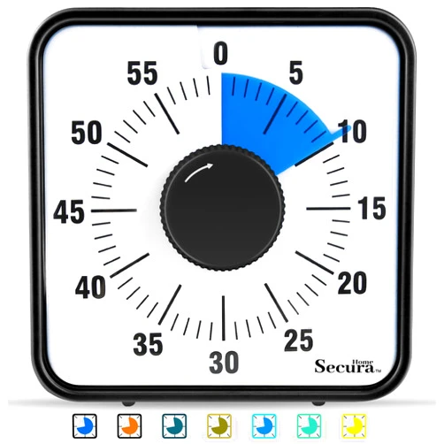 Secura home 60-Minute Visual Timer, 7.5 Inch Oversize Countdown Timer Clock for Kids and Adults, Durable Mechanical Time Management Tool with Magnetic Backing （Navy Blue）