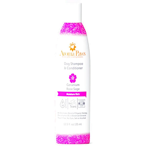Aroma Paws Luxury Dog Shampoo and Conditioner, Moisture Rich Formula, Geranium Rose Sage