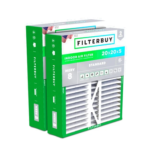 Filterbuy 20x20x5 Air Filter MERV 8 Dust Defense (2-Pack), Pleated HVAC AC Furnace Air Filters Replacement for Honeywell FC100A1011, Lennox X0585 & More (Actual Size: 19.63 x 19.88 x 4.38 Inches)