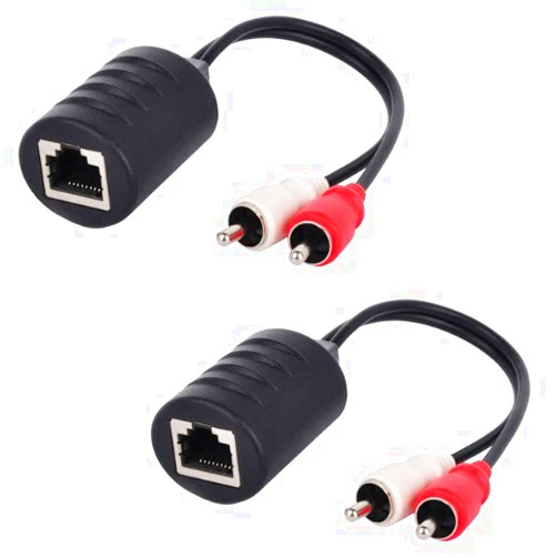 HdtvHookup Stereo RCA to Stereo RCA Jacks Audio Extender Over Cat 5e Cable. Plug and Play