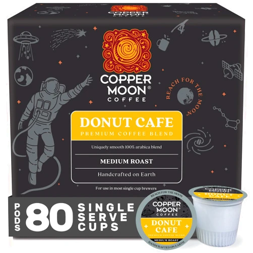Copper Moon Single Serve Coffee Pods for Keurig K-Cup Brewers, Medium Roast, Donut Café Blend, 80 Count