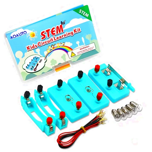 AOAUTO Kids Electricity Circuit Learning Kit,STEM Physics Science Electric Lab Experiments Learning Tool for Kids,Series Circuit & Parallel Circuit Learning