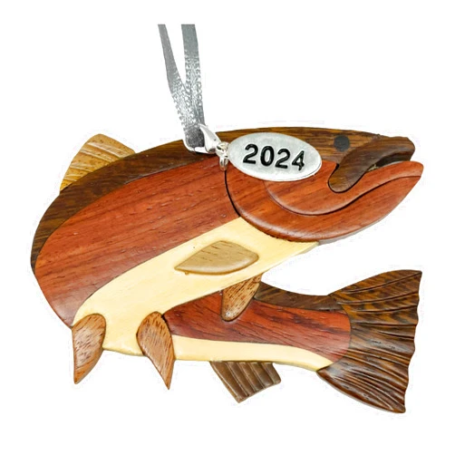 Twisted Anchor Trading Company Steelhead Rainbow Trout Fishing Christmas Ornament 2024 Two-Tone Wood Christmas Ornament, Intarsia Design, Trout Ornaments, Trout Christmas Ornaments, Fishing Ornaments, Comes in A Gift Box